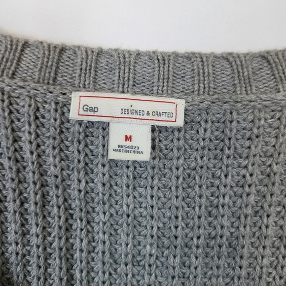 Gap Womens Gray & Beige Contrast Panel Long Sleeve Knit Sweater Tunic Size M - Picture 3 of 8